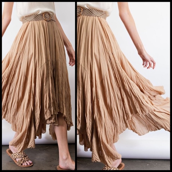 EASEL Crinkled Chiffon Overlay Uneven Hem Midi-Maxi Skirt or Tube Dress Lined - Picture 12 of 14